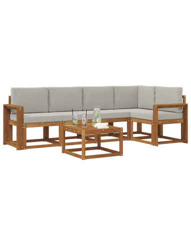 Set di divani da esterno 6 pcs Grigio Naturale e Chiaro