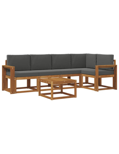 Set di divani da esterno con cuscino 6 pcs Naturale e Antracite