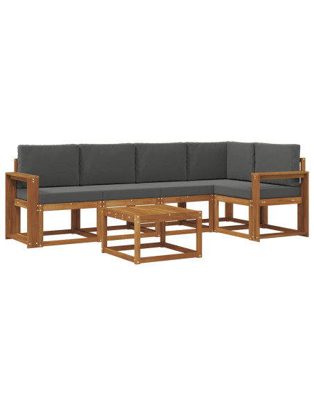 Set di divani da esterno con cuscino 6 pcs Naturale e Antracite