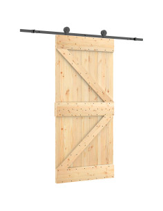 Porta scorrevole Naturale e Nero 95 x 210 cm 2