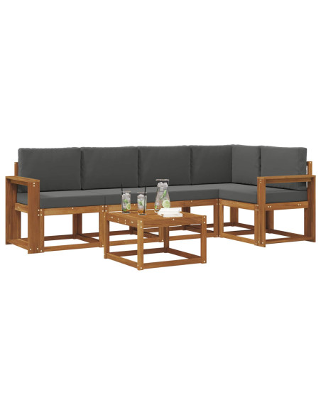 Set di divani da esterno con cuscino 6 pcs Naturale e Antracite