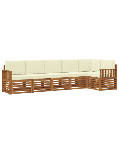 Set divani 6 pcs Naturale e Crema Legno di Acacia Massello