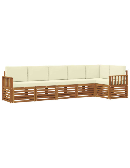 Set divani 6 pcs Naturale e Crema Legno di Acacia Massello
