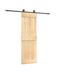 Porta scorrevole Naturale e Nero 70 x 210 cm 2