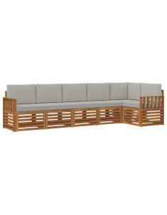 Set divani con cuscino 6 pcs Grigio Naturale e Chiaro 2