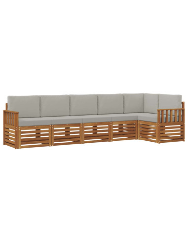 Set divani con cuscino 6 pcs Grigio Naturale e Chiaro