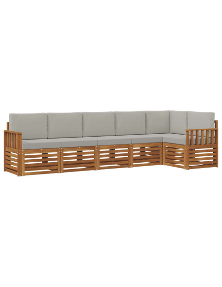 Set divani con cuscino 6 pcs Grigio Naturale e Chiaro