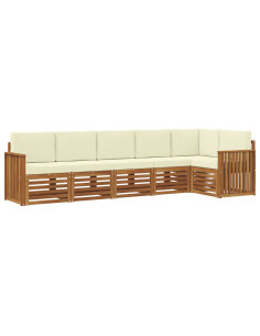 Set divani 6 pcs Naturale e Crema Legno di Acacia Massello 2