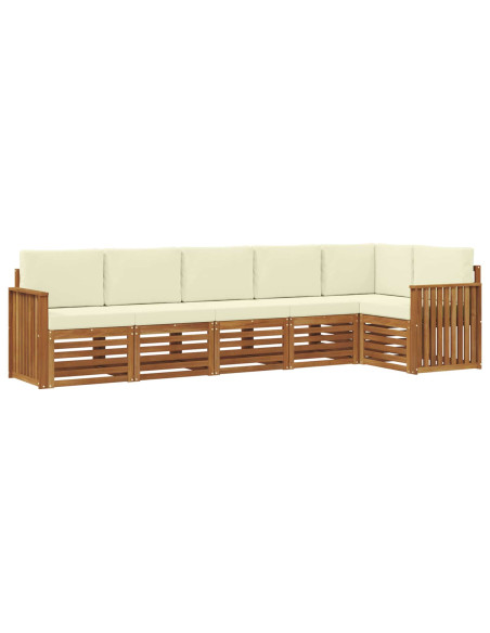 Set divani 6 pcs Naturale e Crema Legno di Acacia Massello