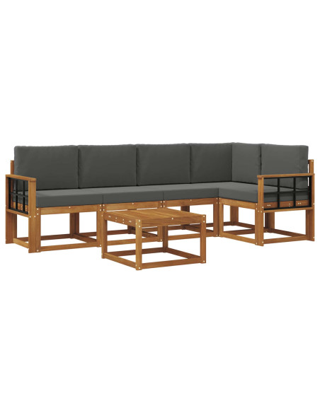 Set di divani da esterno con cuscino 6 pcs Naturale e Antracite