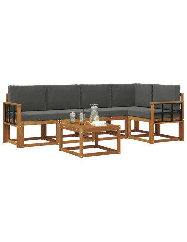 Set di divani da esterno con cuscino 6 pcs Naturale e Antracite