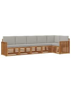 Set divani con cuscino 6 pcs Grigio Naturale e Chiaro 2