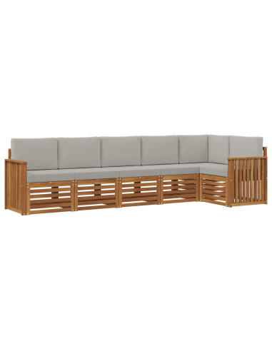 Set divani con cuscino 6 pcs Grigio Naturale e Chiaro