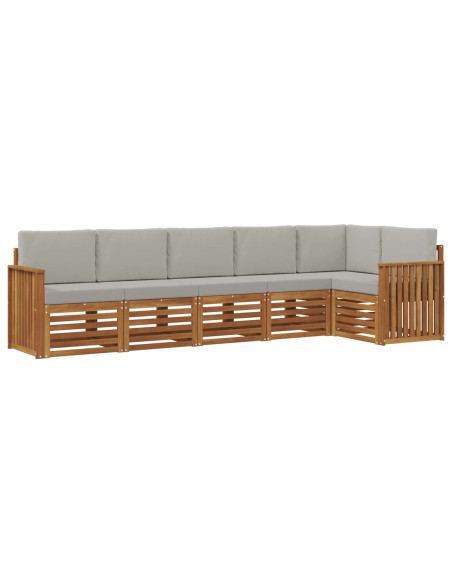 Set divani con cuscino 6 pcs Grigio Naturale e Chiaro