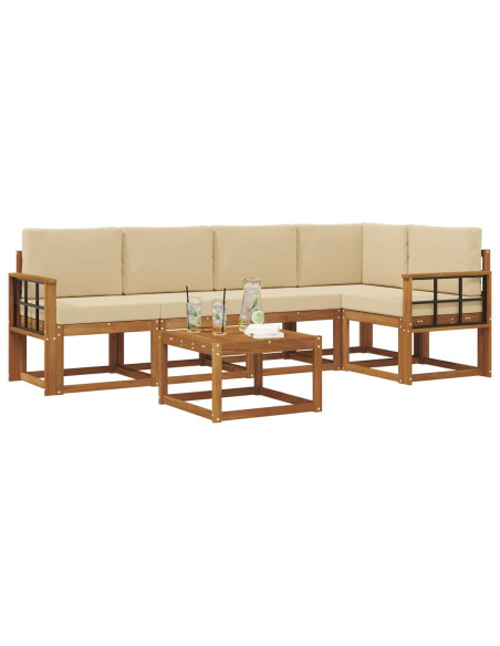 Set di divani con cuscino 6 pcs Naturale e Beige