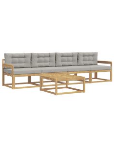 Set di divani da esterno 4 pcs Bianco e Grigio Chiaro 2