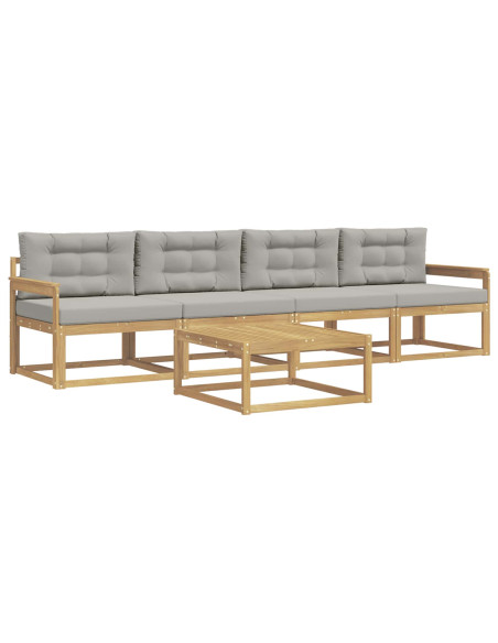 Set di divani da esterno 4 pcs Bianco e Grigio Chiaro