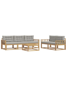Set di divani da esterno 6 pcs Bianco e Grigio Chiaro 2
