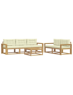 Set di divani da esterno con cuscino 6 pcs Bianco e Crema 2