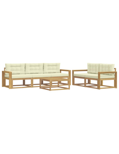Set di divani da esterno con cuscino 6 pcs Bianco e Crema