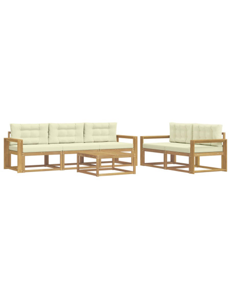 Set di divani da esterno con cuscino 6 pcs Bianco e Crema