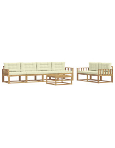 Set di divani da esterno con cuscino 6 pcs Bianco e Crema 2