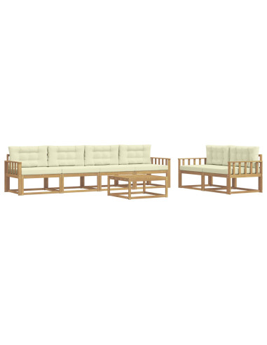 Set di divani da esterno con cuscino 6 pcs Bianco e Crema