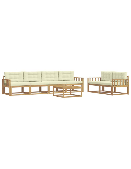 Set di divani da esterno con cuscino 6 pcs Bianco e Crema