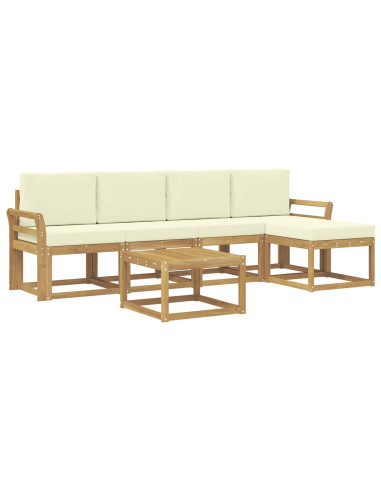 Set di divani da esterno con cuscino 6 pcs Bianco e Crema