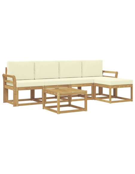 Set di divani da esterno con cuscino 6 pcs Bianco e Crema