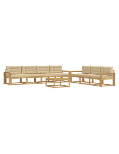 Set di divani da esterno con cuscino 7 pcs Bianco e Beige 2