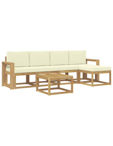 Set di divani da esterno con cuscino 6 pcs Bianco e Crema
