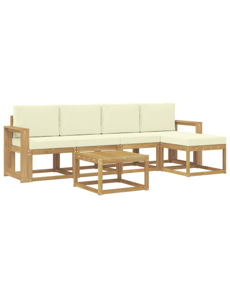 Set di divani da esterno con cuscino 6 pcs Bianco e Crema