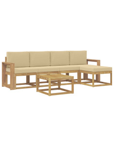 Set di divani da esterno con cuscino 6 pcs Bianco e Beige 2