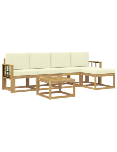 Set di divani da esterno con cuscino 6 pcs Bianco e Crema 2