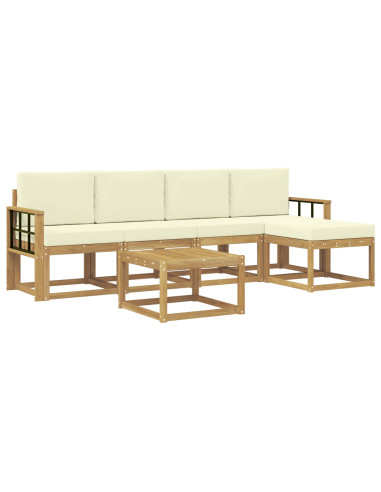 Set di divani da esterno con cuscino 6 pcs Bianco e Crema