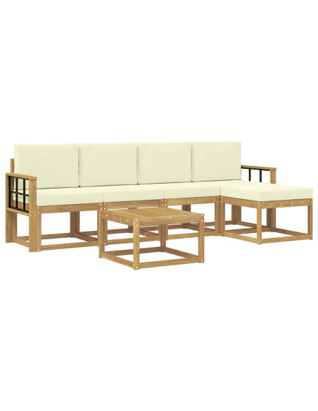 Set di divani da esterno con cuscino 6 pcs Bianco e Crema