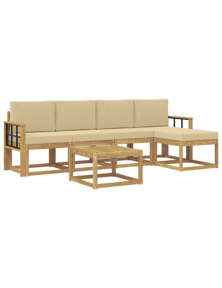 Set di divani da esterno con cuscino 6 pcs Bianco e Beige