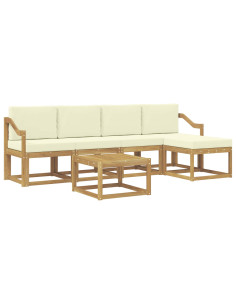 Set di divani da esterno con cuscino 6 pcs Bianco e Crema 2