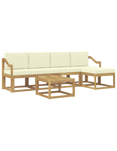 Set di divani da esterno con cuscino 6 pcs Bianco e Crema