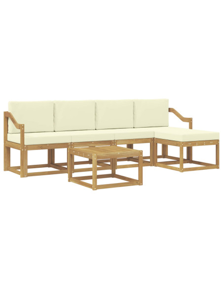 Set di divani da esterno con cuscino 6 pcs Bianco e Crema