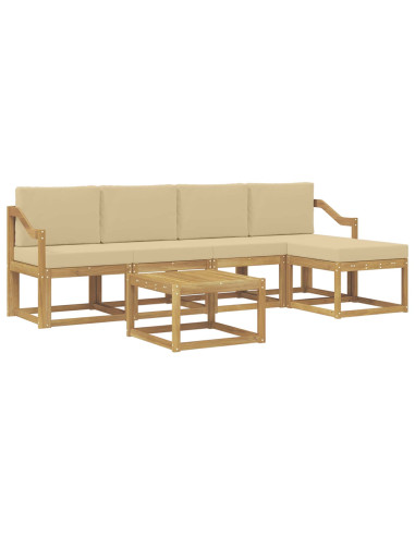 Set di divani da esterno con cuscino 6 pcs Bianco e Beige