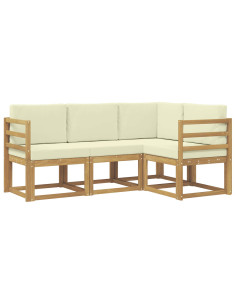 Set di divani da esterno con cuscino 4 pcs Bianco e Crema 2