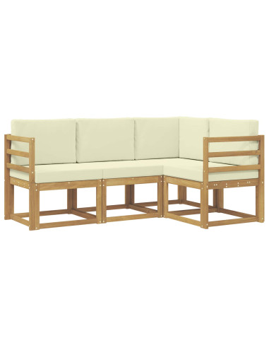 Set di divani da esterno con cuscino 4 pcs Bianco e Crema