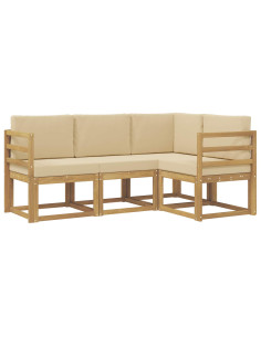 Set di divani da esterno con cuscino 4 pcs Bianco e Beige 2