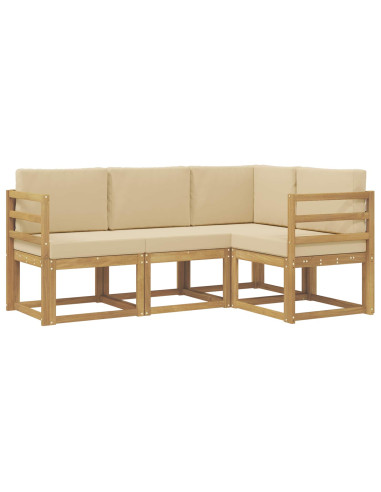 Set di divani da esterno con cuscino 4 pcs Bianco e Beige