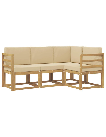 Set di divani da esterno con cuscino 4 pcs Bianco e Beige