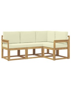 Set di divani da esterno con cuscino 4 pcs Bianco e Crema 2