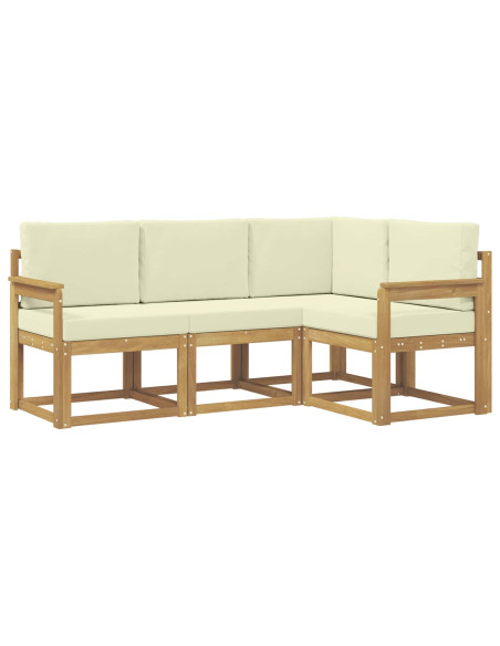 Set di divani da esterno con cuscino 4 pcs Bianco e Crema