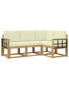 Set di divani da esterno con cuscino 4 pcs Bianco e Crema 2